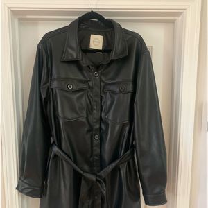 Black Vegan Leather Oversized Jacket/Shacket Sz XL